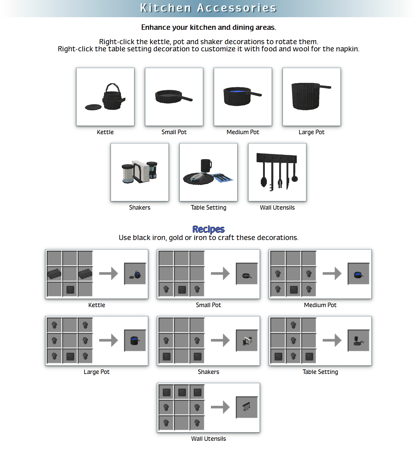 Decoration Mega Pack Mod 1.12.2 (Furniture Plus) 55