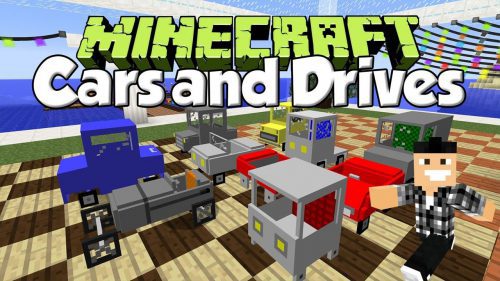 Cars and Drives Mod 1.7.10 (Cartoon Cars, Roads, Highways) Thumbnail