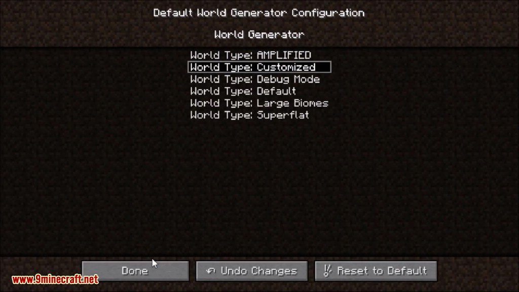 Default World Generator Mod 1.12.2, 1.11.2 3