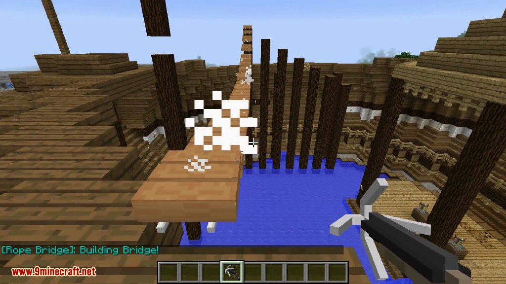 Rope Bridge Mod 1.16.5, 1.15.2 (Grappling Gun, Custom Bridges) 16