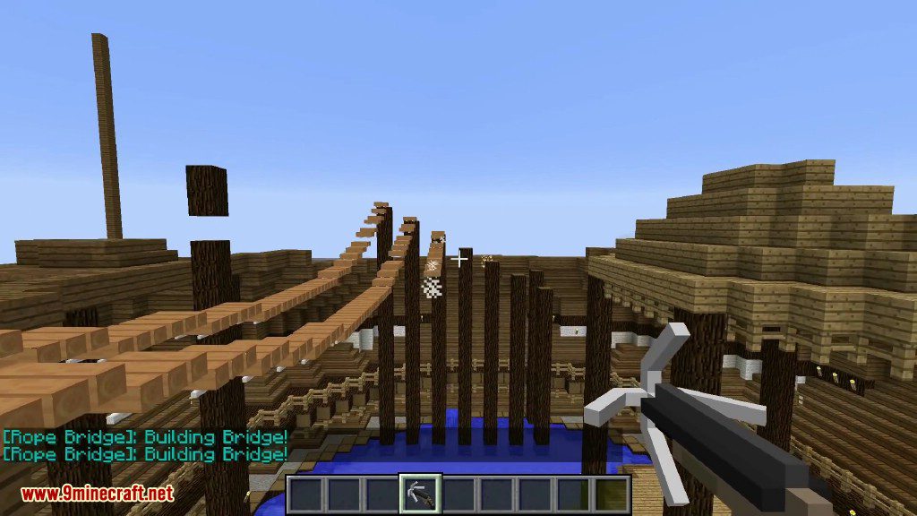 Rope Bridge Mod 1.16.5, 1.15.2 (Grappling Gun, Custom Bridges) 17