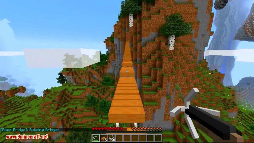 Rope Bridge Mod 1.16.5, 1.15.2 (Grappling Gun, Custom Bridges) 10