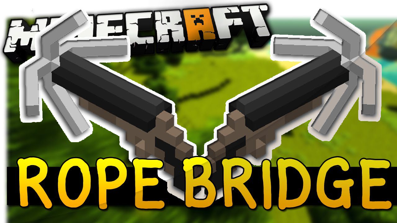 Rope Bridge Mod 1.16.5, 1.15.2 (Grappling Gun, Custom Bridges) 1