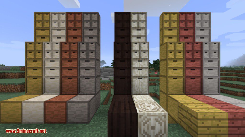 Storage Drawers Extras Mod 1.12.2, 1.11.2 (More Wood Styles) 7