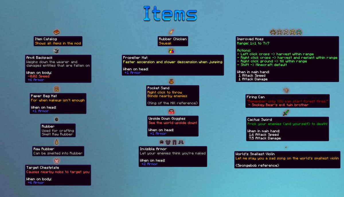 Stupid Things Mod 1.12.2, 1.11.2 (Random, Stupid Items) 2