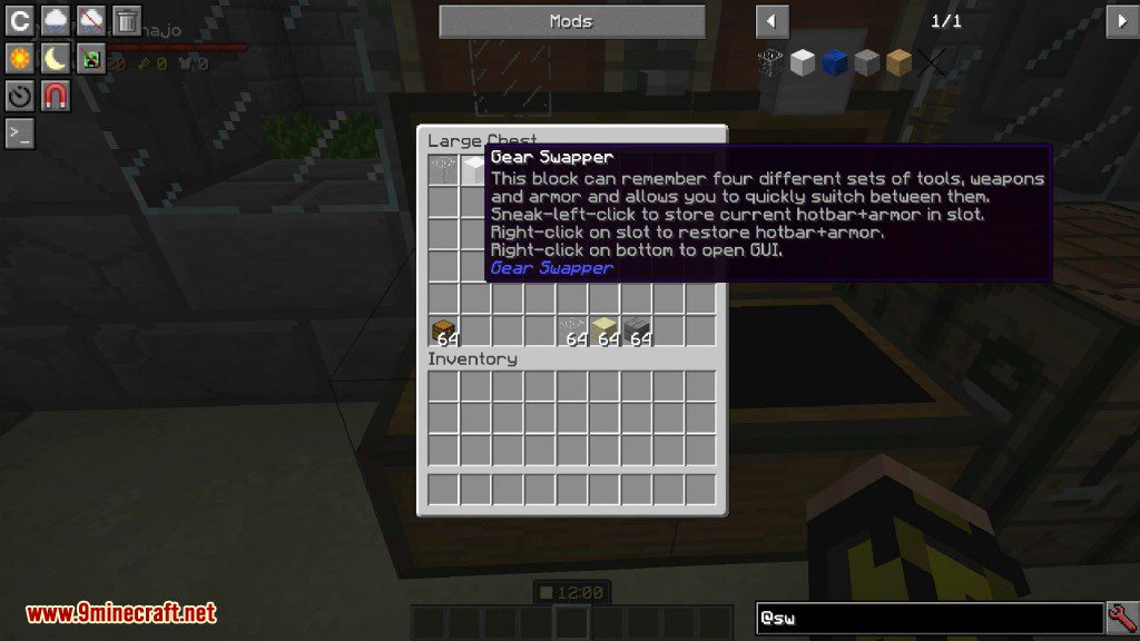 Gear Swapper Mod 1.12.2, 1.11.2 (Easily Switch Between Different Sets of Hotbar) 3