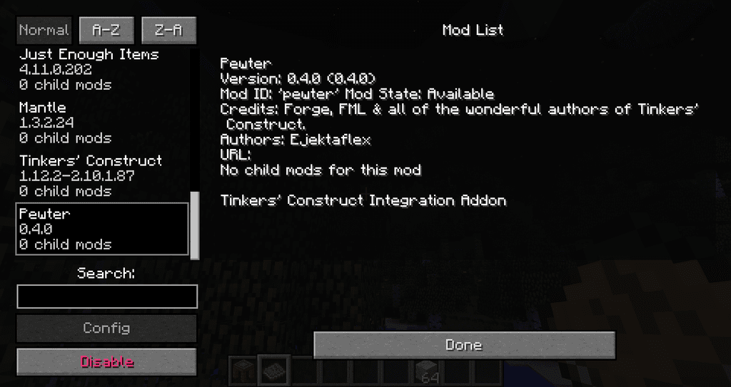 Pewter Mod 1.12.2 (Sixteen Tinkers Construct Materials) 2