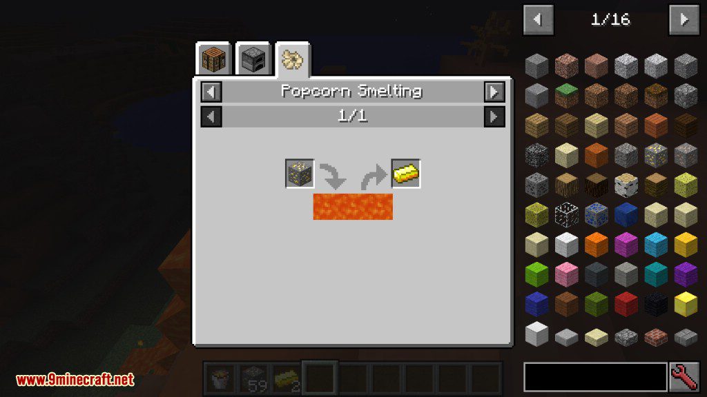 Popcorn Smelting Mod 1.12.2 (Smelting Items by Dropping them in Lava) 12