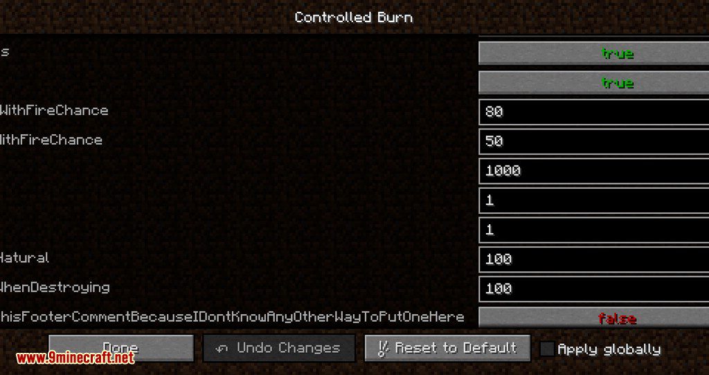 Controlled Burn Mod 1.12.2 (Control Fire Speeds And Conditions) 10