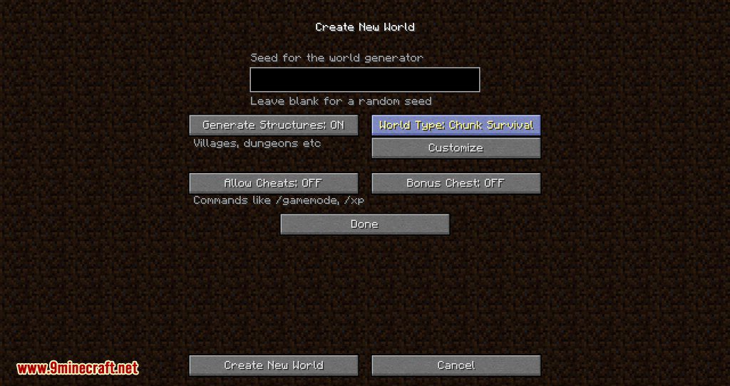 Chunk Survival Generator Mod 1.12.2 (Challenge Yourself At the Next Level) 2