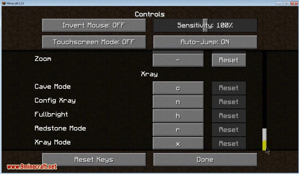 Rift Xray Mod 1.15.2, 1.13.2 (Fullbright, Cave Mode, Redstone Mode) 7