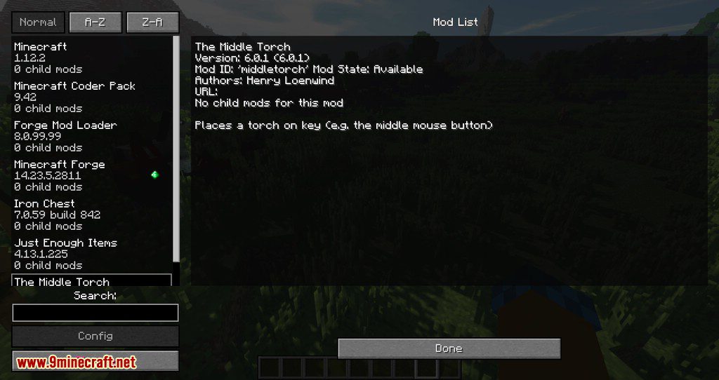 The Middle Torch Mod (1.21.1, 1.12.2) - A Button for Placing Torches 3