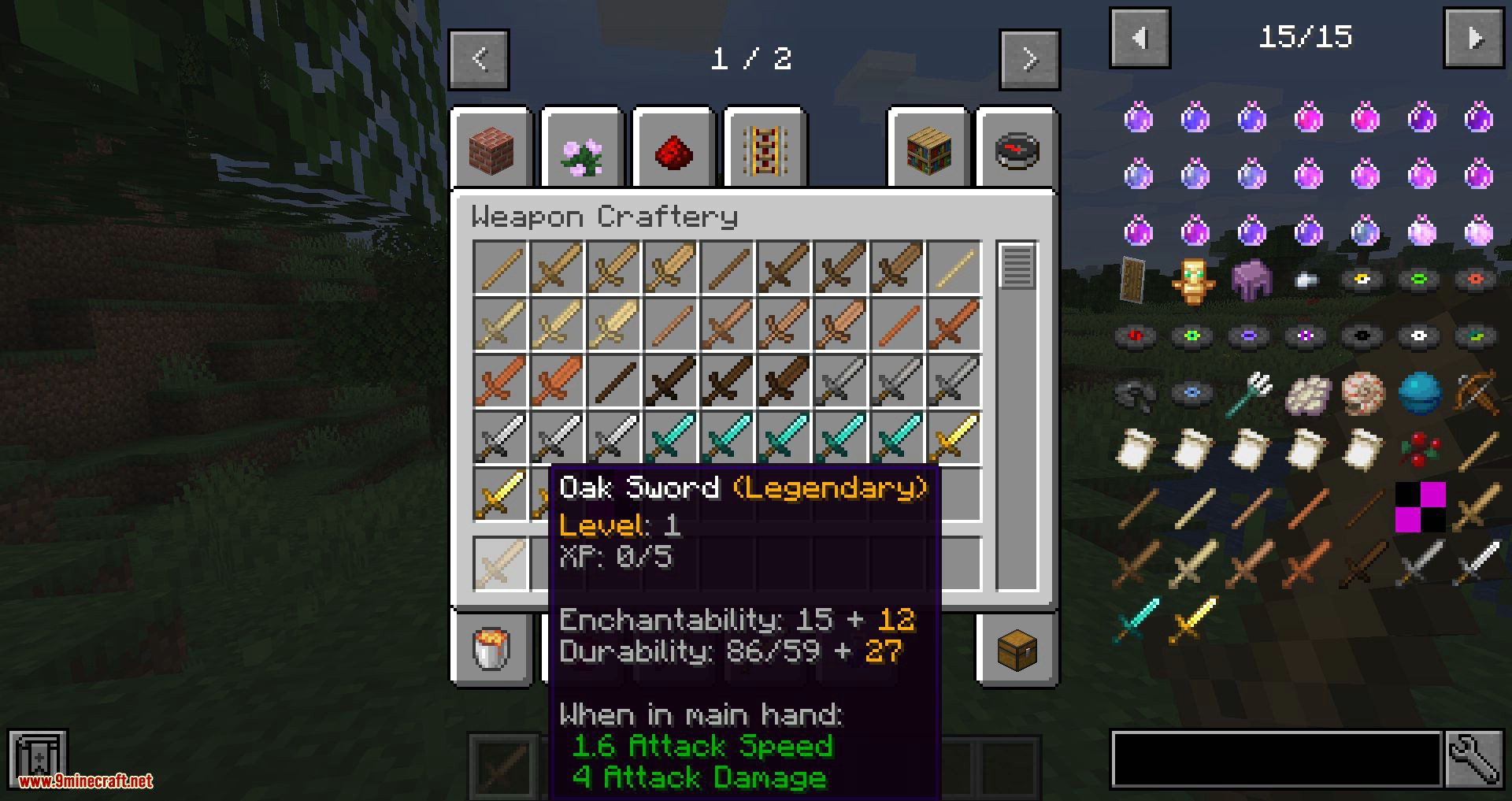 Weapon Craftery Mod 1.14.4, 1.14.3 (Weapons with Level and Rarity System) 4