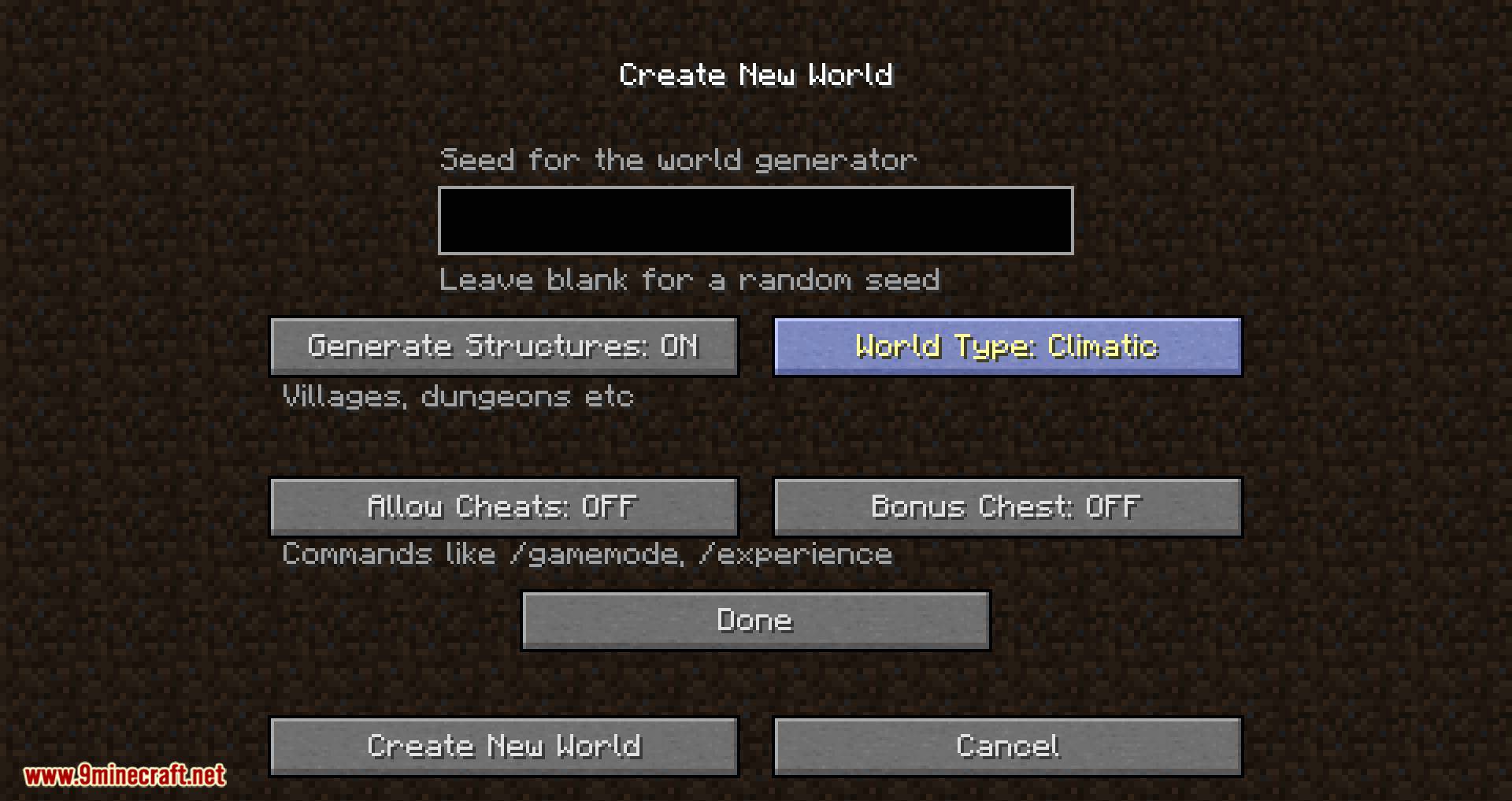 Climatic World Type Mod 1.15, 1.14.4 (Places Biomes Based on Climatic Features) 15