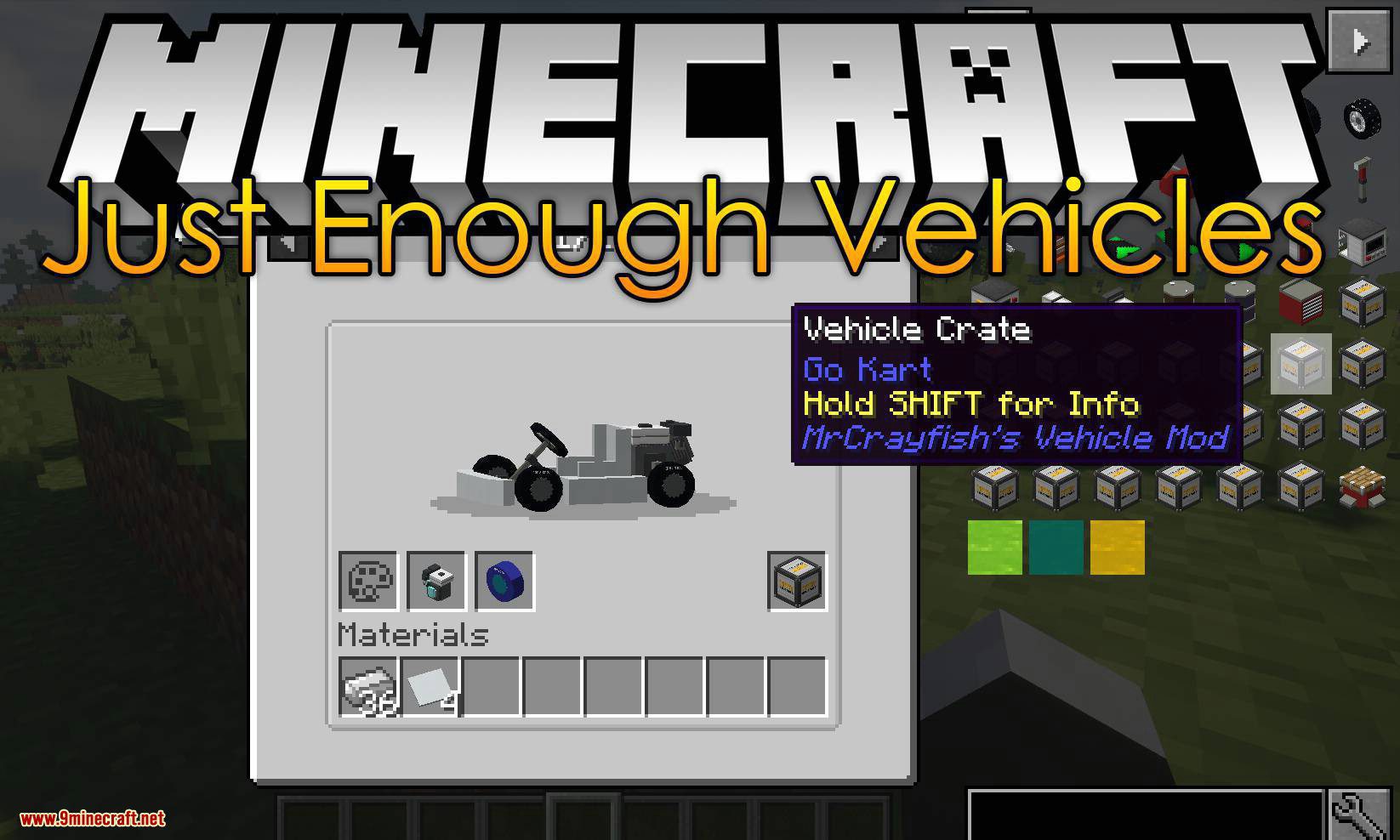 Just Enough Vehicles Mod 1.16.5, 1.15.2 (JEI Support for MrCrayfish's Vehicle) 1