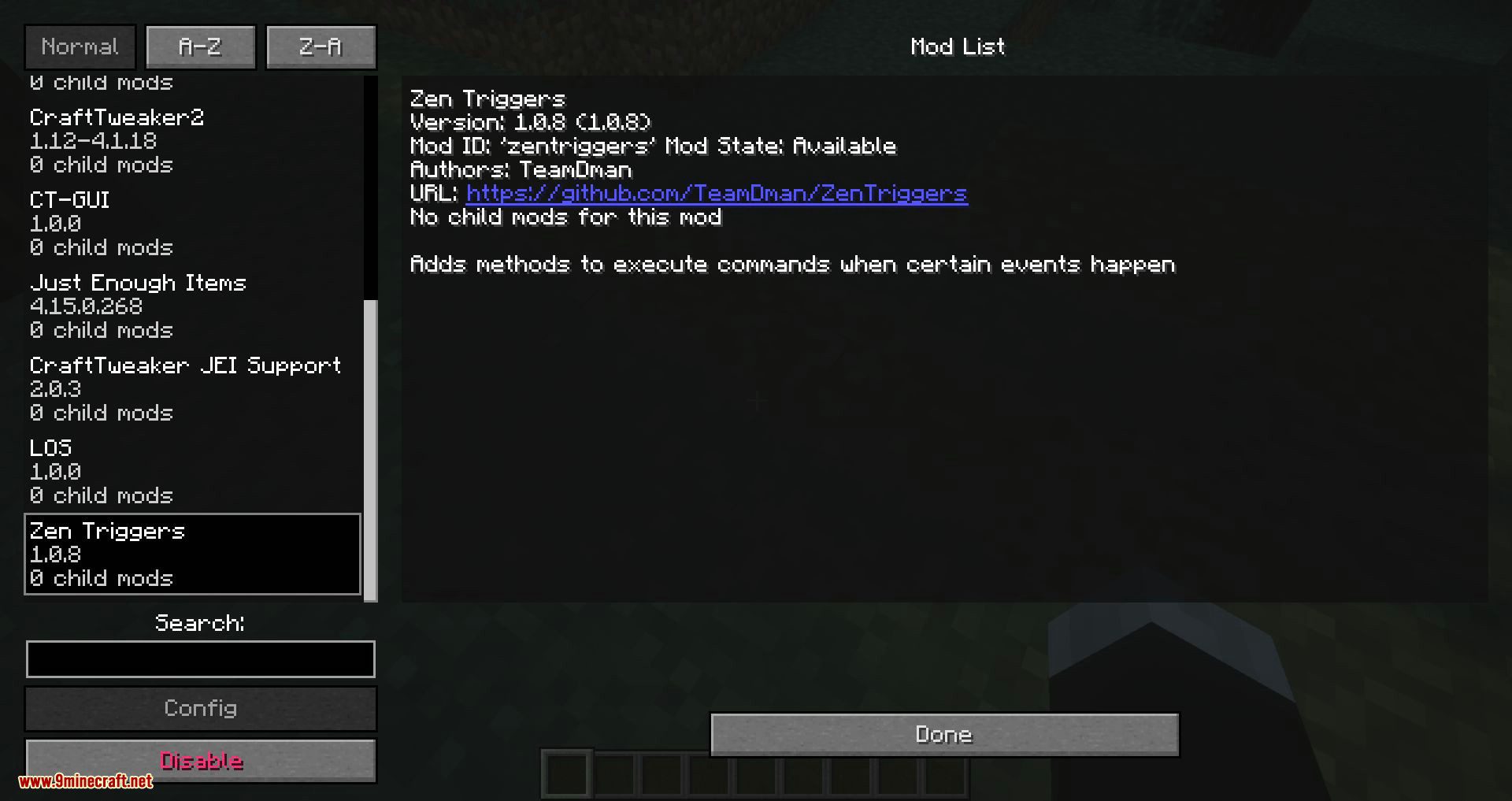 Zen Triggers Mod 1.12.2 (Execute Commands When Certain Events Happen) 3