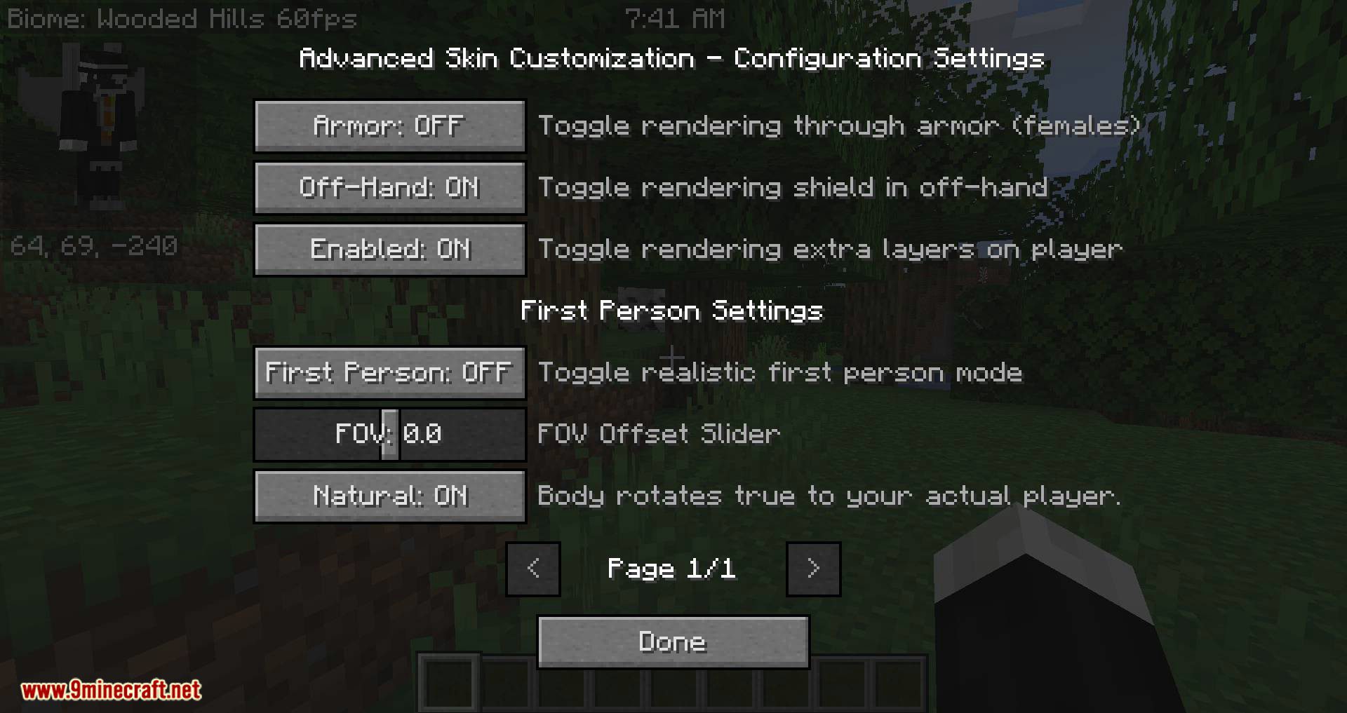 Advanced Skin Customization Mod 1.15.2, 1.14.4 (Skin Cosmetics, Realistic First Person & More) 4