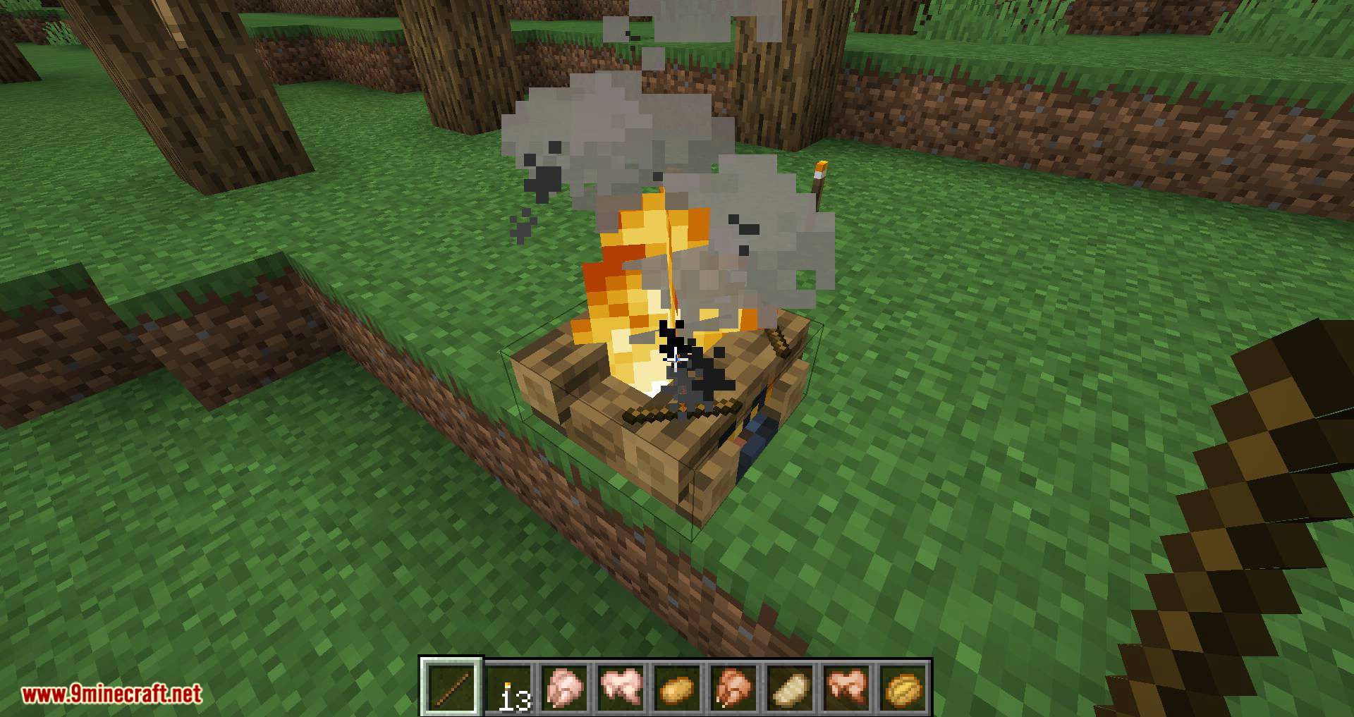 Campfire Torches Mod (1.19.3, 1.16.4) - Light Sticks into Torches on the campfire 9