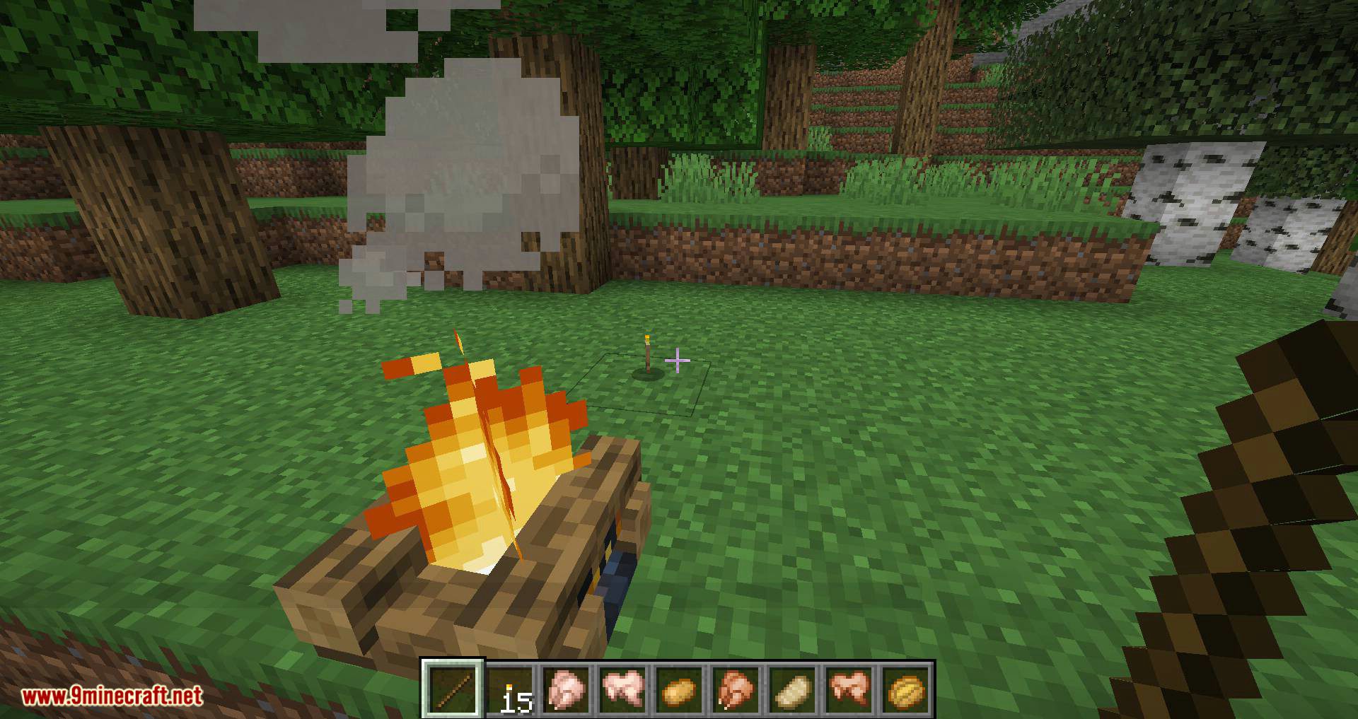 Campfire Torches Mod (1.19.3, 1.16.4) - Light Sticks into Torches on the campfire 10