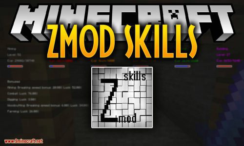 ZmodSkills Mod (1.16.5, 1.15.2) – Are You A Best Miner or Fighter? Thumbnail