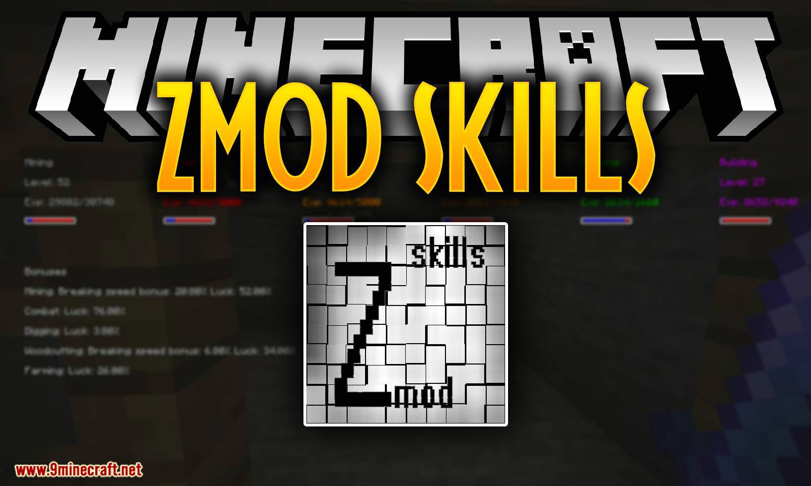 ZmodSkills Mod (1.16.5, 1.15.2) - Are You A Best Miner or Fighter? 1