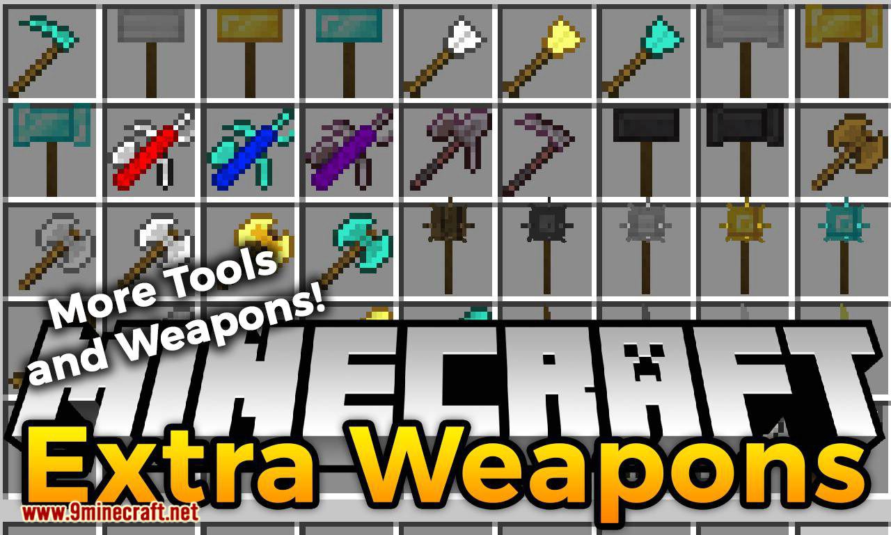 Extra Weapons Mod (1.18.2, 1.16.5) - Stone Age to Modern Age Weapons 1