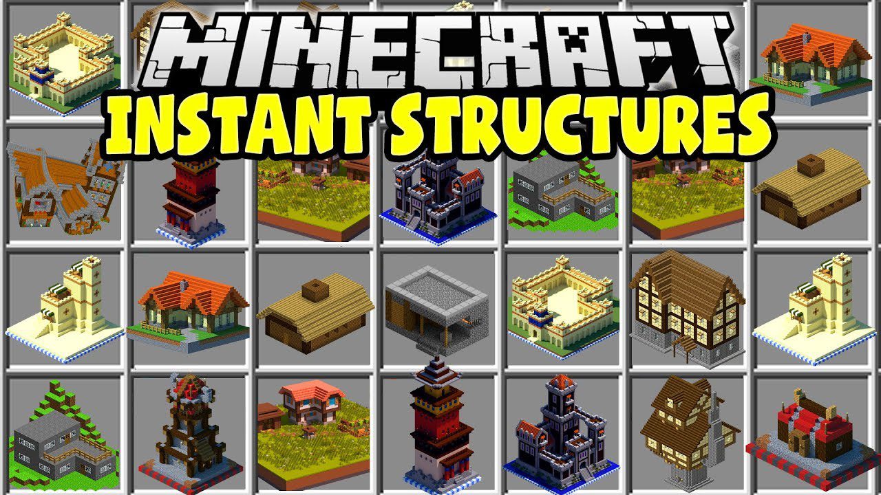 Instant Structures Mod (1.16.5, 1.12.2) - Build a Minecraft World in Seconds 1