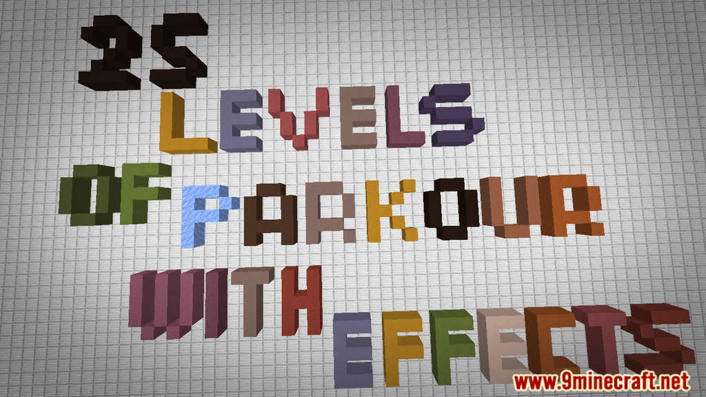 25 Levels of Parkour With Effects Map (1.20.4, 1.19.4) for Minecraft 1