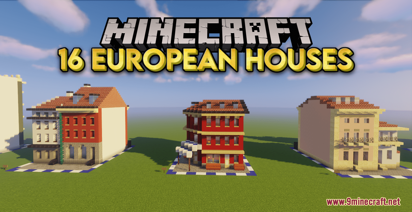 16 European Houses Map (1.20.6, 1.20.1) - One-Chunk European Houses 1