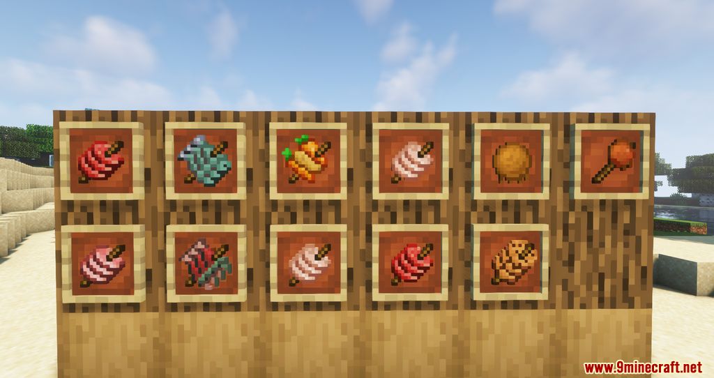 Skewers Updated Mod (1.19.2, 1.18.2) - Easier Way to Eat Food 2