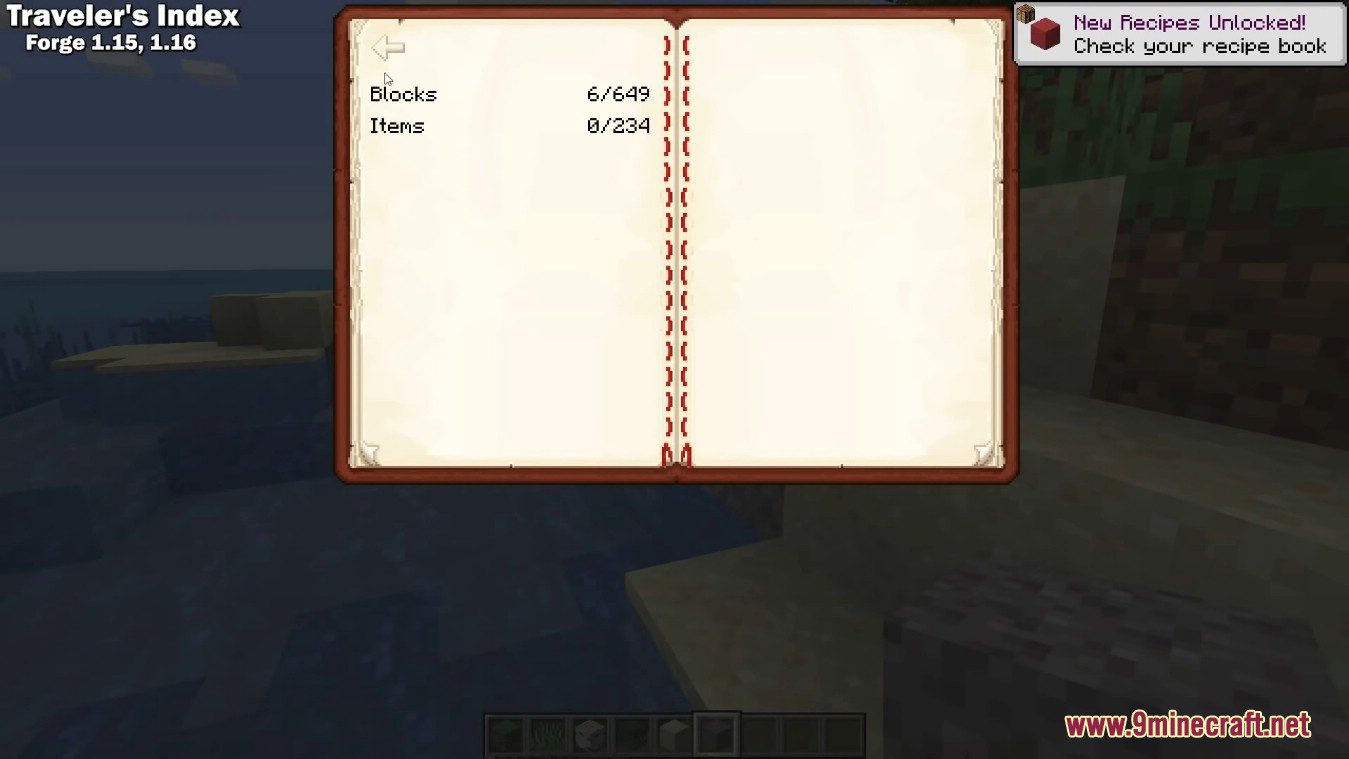 Traveler's Index Mod (1.16.5, 1.15.2) - Know Which Blocks You Have Collected So Far 2