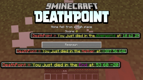 DeathPoint Data Pack (1.19.3, 1.18.2) – Death Coordinate Thumbnail