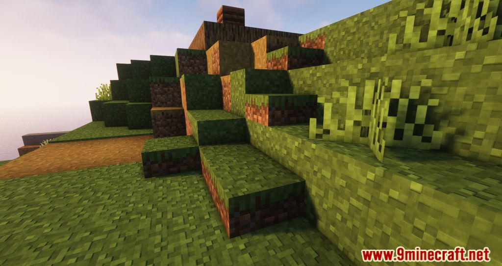 Grass Slabs Mod (1.19.2, 1.18.2) - Decorating With Different Natural Slabs, Carpets & Stairs 11