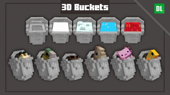 3D Buckets Pack (1.19, 1.18) - Animated Buckets 2