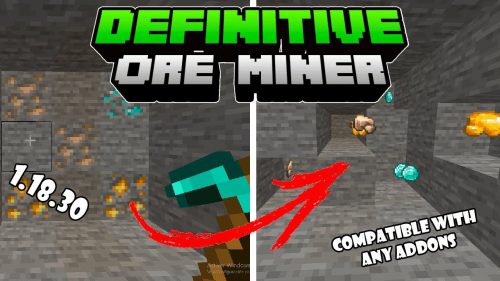 Definitive Ore Miner Addon (1.20, 1.19) – MCPE/Bedrock Mod Thumbnail