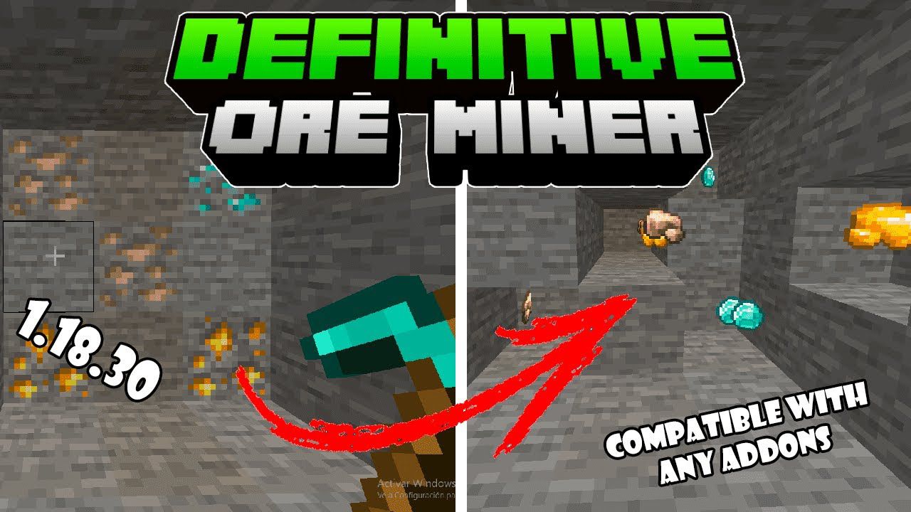 Definitive Ore Miner Addon (1.20, 1.19) - MCPE/Bedrock Mod 1