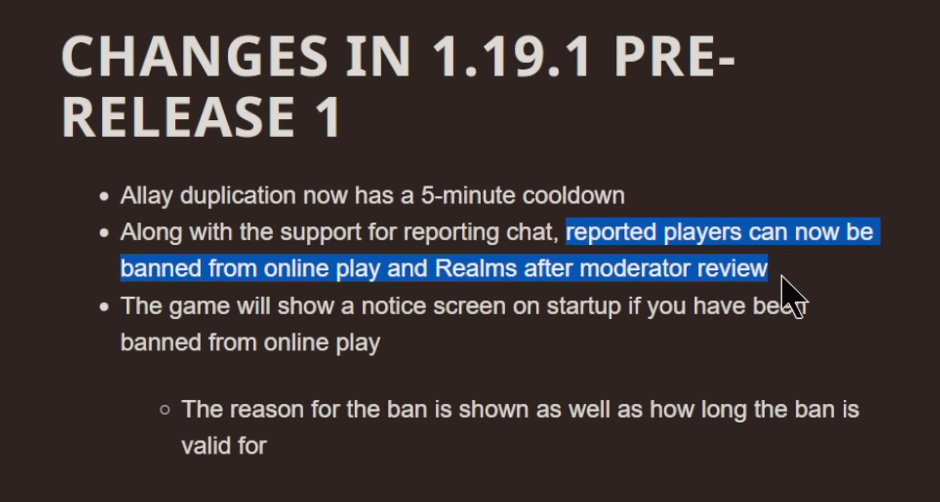 Minecraft 1.19.1 Pre-Release 1 - New Banned Screen 5