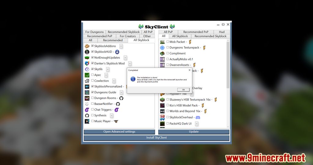 SkyClient (1.8.9) - Automatic SkyBock Mods Installer 5