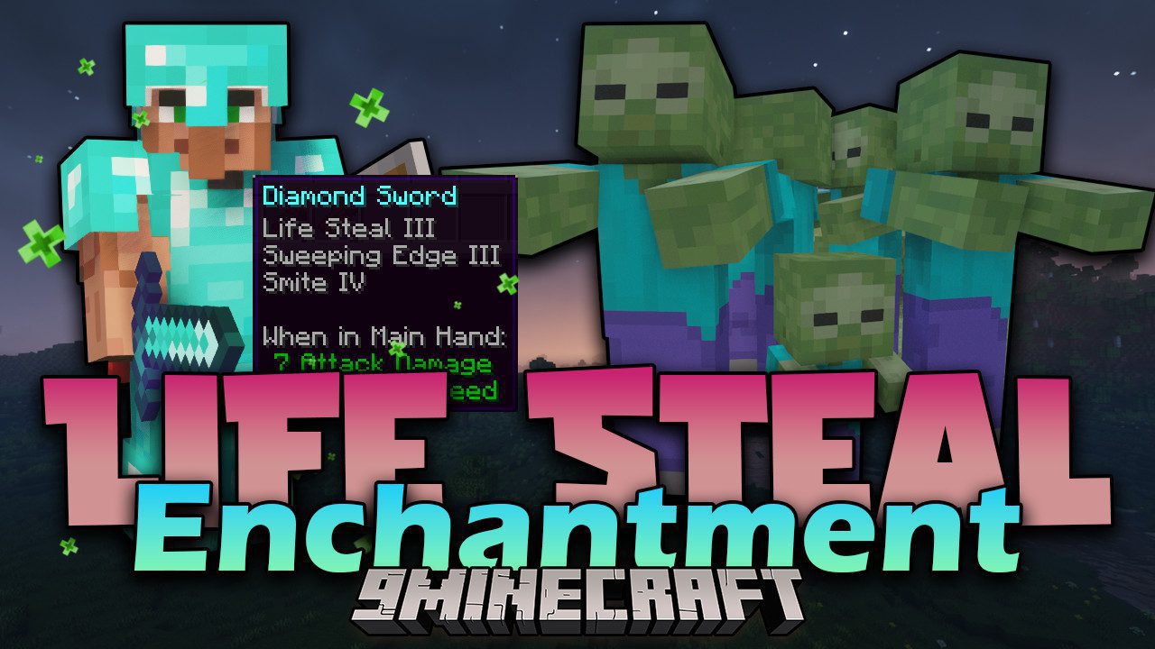 Life Steal Enchantment Mod (1.19.4, 1.18.2) - Damage Sustain 1