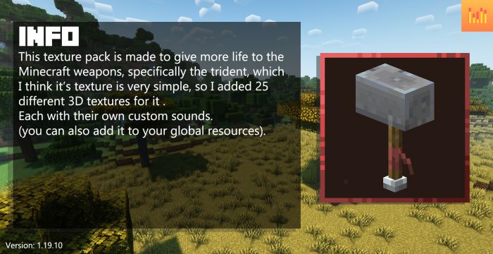 Custom 3D Trident Texture Pack (1.19, 1.18) for MCPE/Bedrock Edition 2