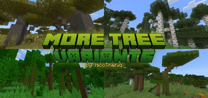 More Tree Variants Addon (1.20, 1.19) - MCPE/Bedrock Mod 2