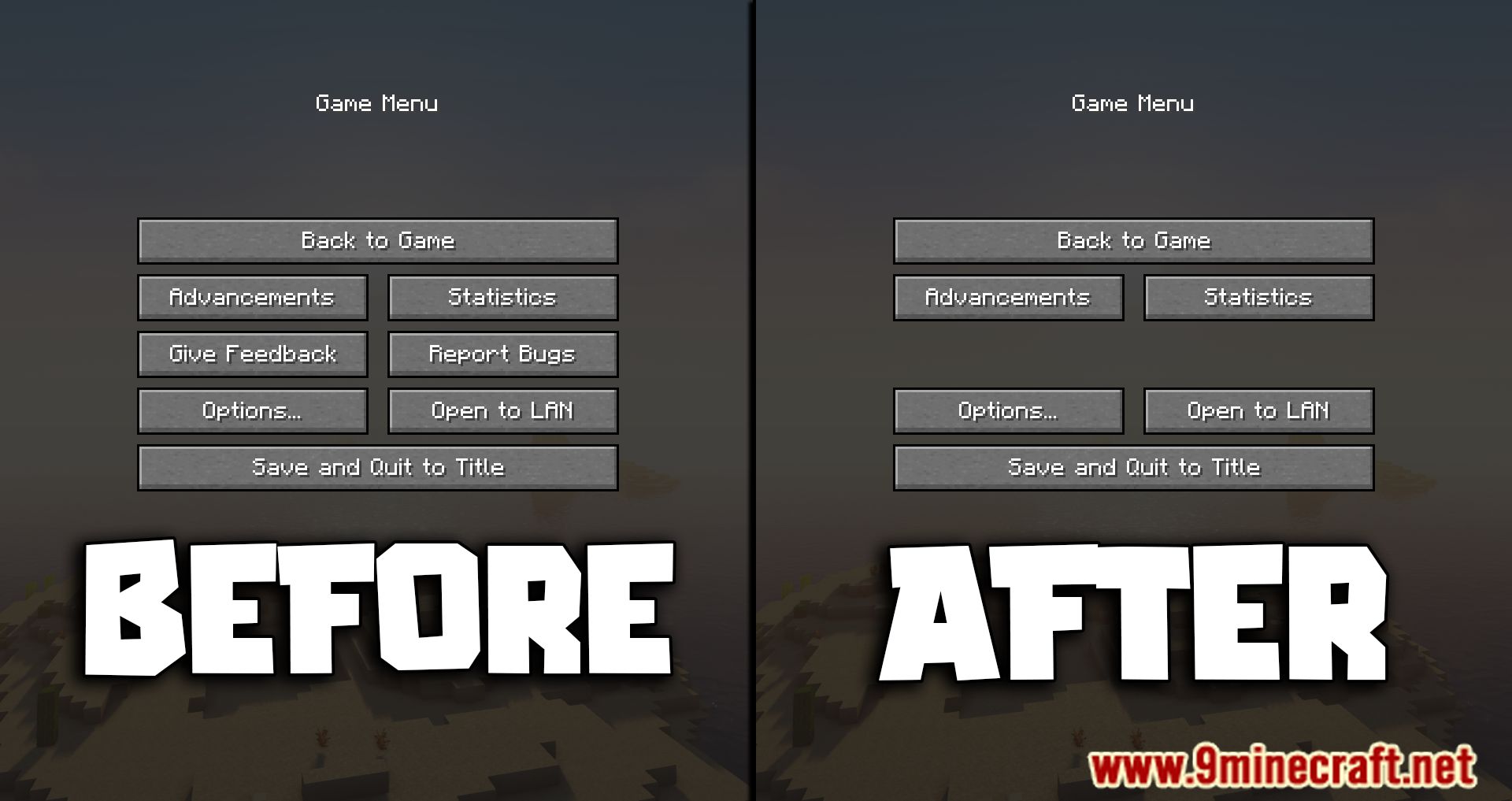 Game Menu Remove GFARB Mod (1.20.4, 1.19.4) - Clean and Unequivocal Menu 2