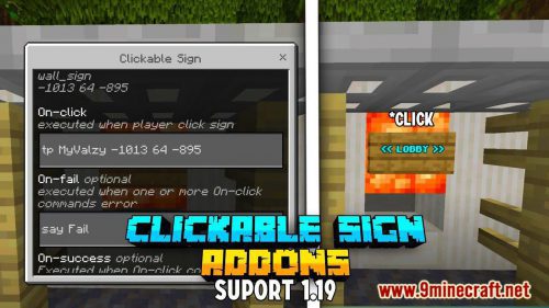 Clickable Sign Addon (1.19, 1.18) – MCPE/Bedrock Mod Thumbnail