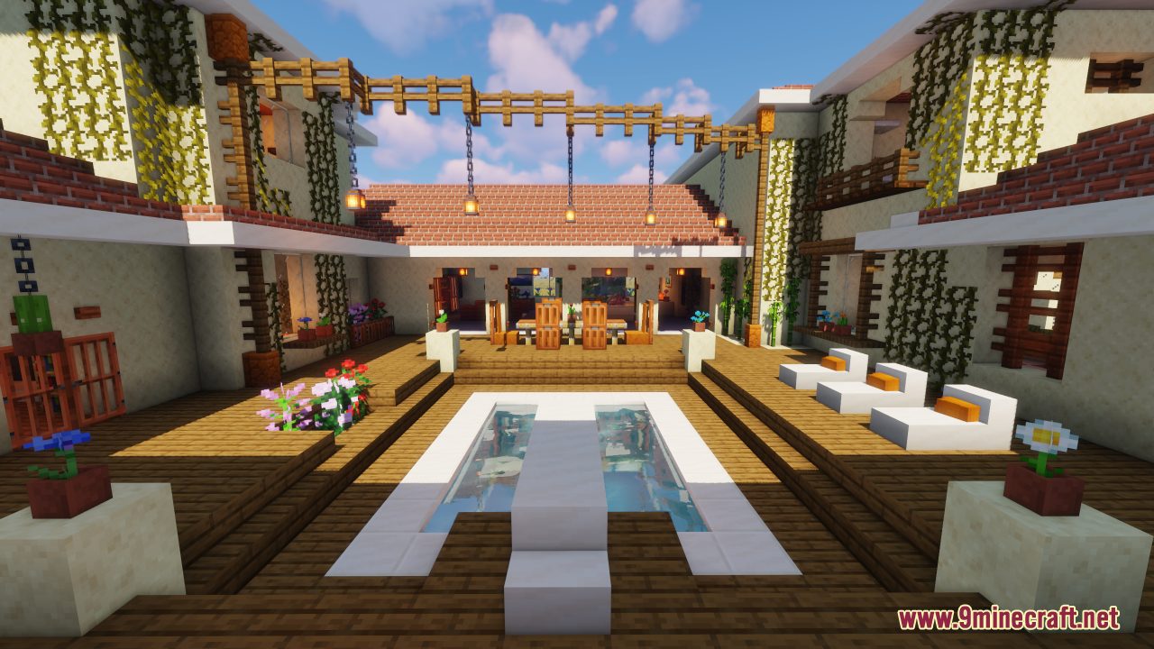 Hacienda House Map (1.21.1, 1.20.1) - Big Modern House With a Pool 7