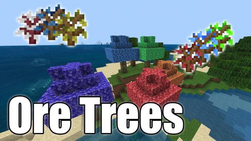 Ore Trees Addon (1.20, 1.19) – MCPE/Bedrock Mod Thumbnail