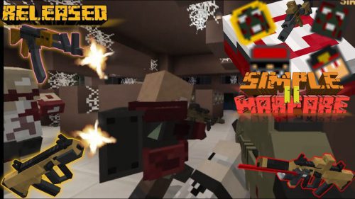 Simple Warfare II Addon V3 (1.19, 1.18) – MCPE/Bedrock 3D Guns Mod Thumbnail