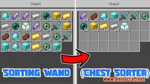 Sorting Wand Addon (1.21, 1.20) – MCPE/Bedrock Chest Sorter Mod Thumbnail