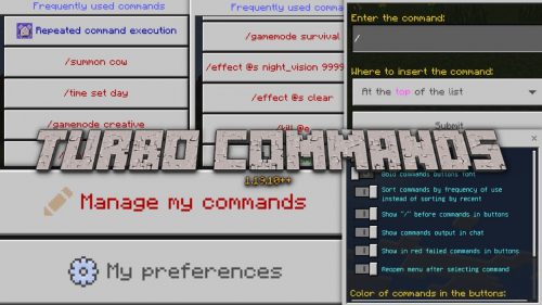 Turbo Commands Addon (1.20, 1.19) – MCPE/Bedrock Mod Thumbnail
