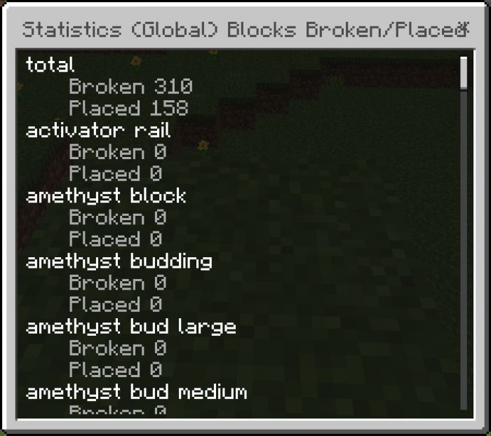 Statistics Addon (1.19) - MCPE/Bedrock Mod 2