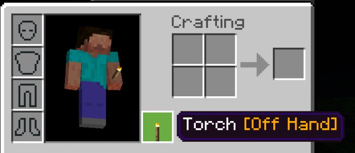 Torch OffHand Addon (1.20, 1.19) - MCPE/Bedrock Mod 5